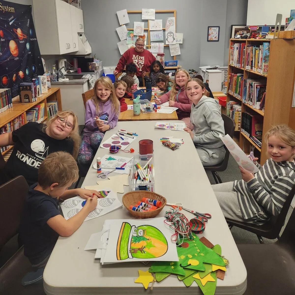 Volunteers at the library